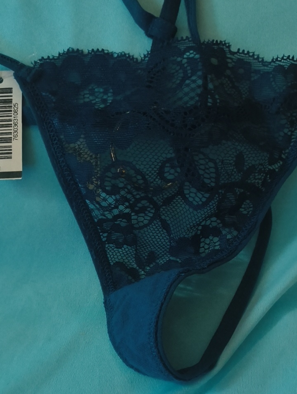 Teal Lace Trim Teal Women's Thong /Free Thigh highs With Purchase. Free Shipping